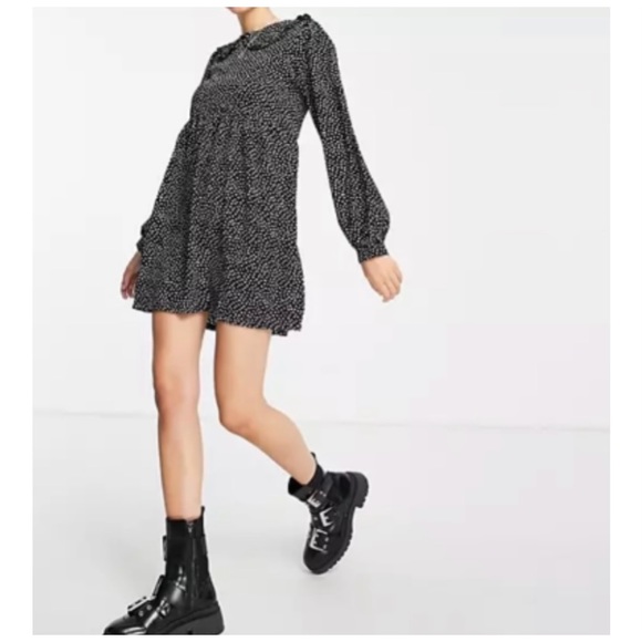 ASOS DAISY STREET MINI SMOCK DRESS WITH POLKA HEARTS SIZE LARGE - Picture 3 of 6